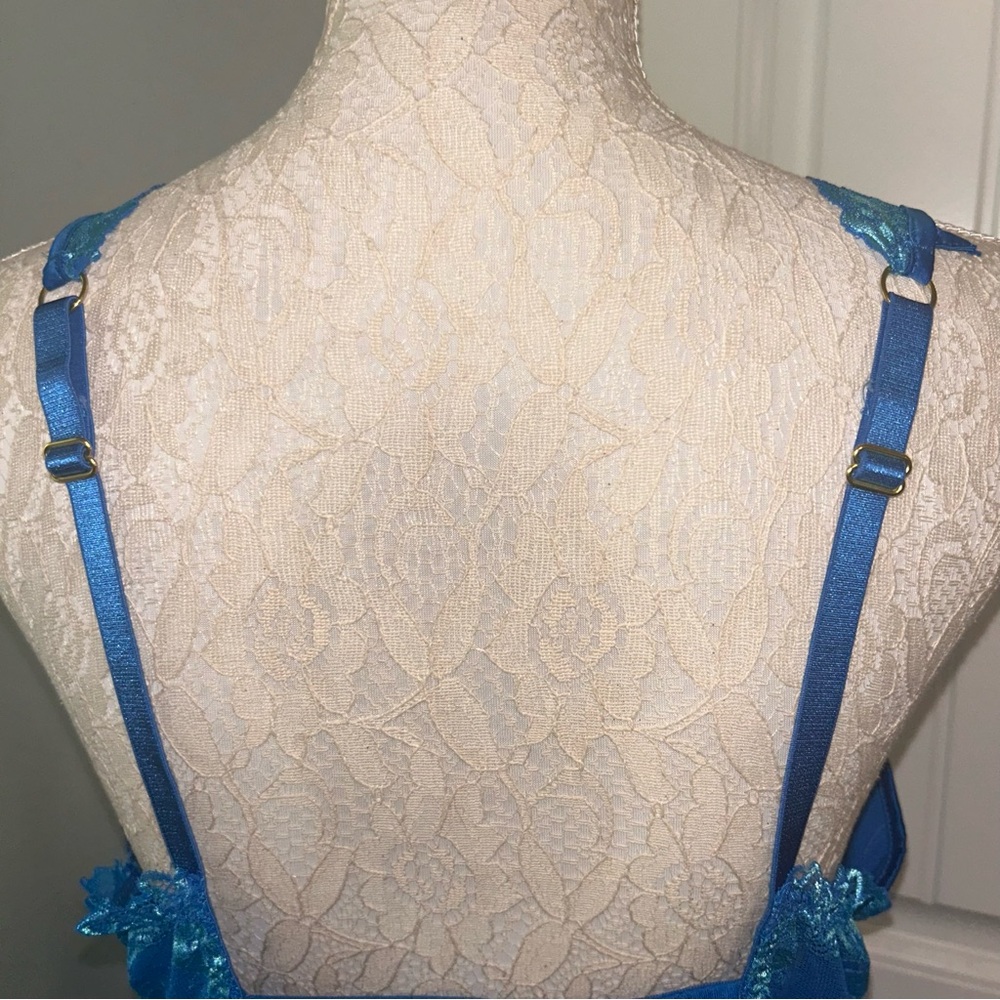 Soma Blue Pajama Nightie Top Adjustable Straps Floral Lace Women’s XL - Picture 5 of 7
